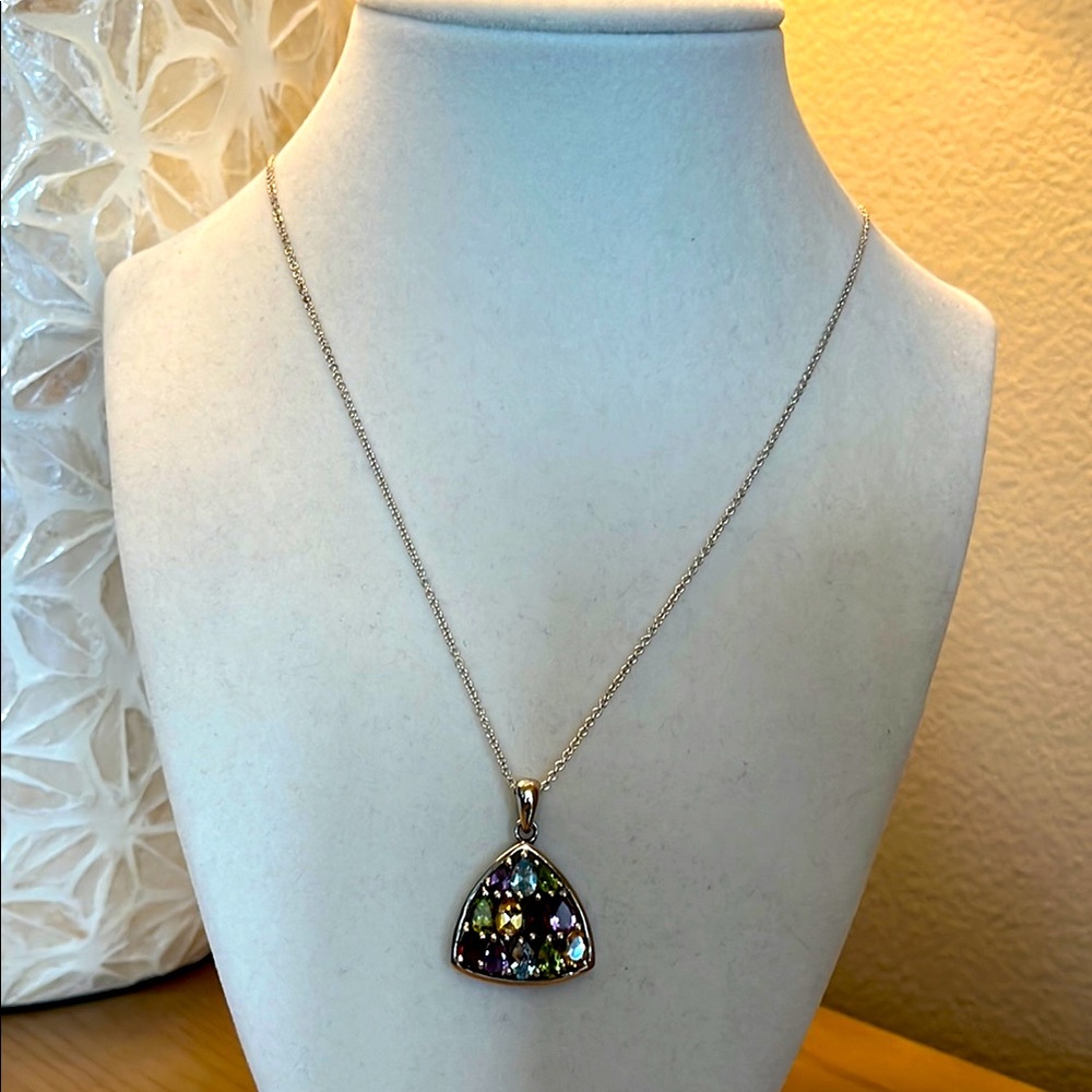 Elegant Multicolor 925 Silver Pendant Necklace